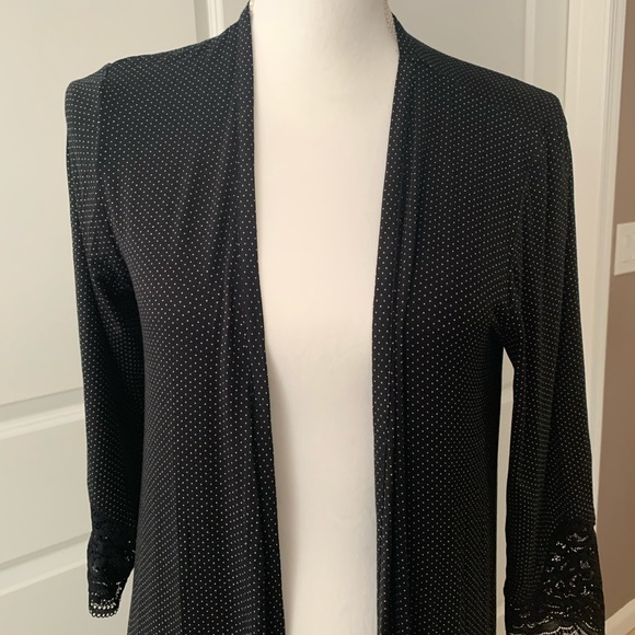 SOMA lace trim micro dots black duster/robe - Picture 5 of 8